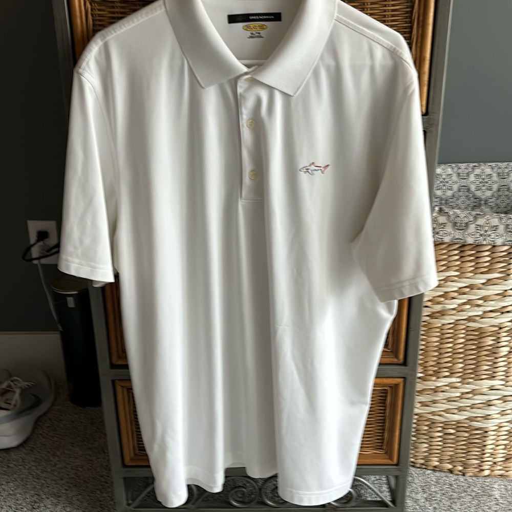 Greg Norman white golf shirt. XL
